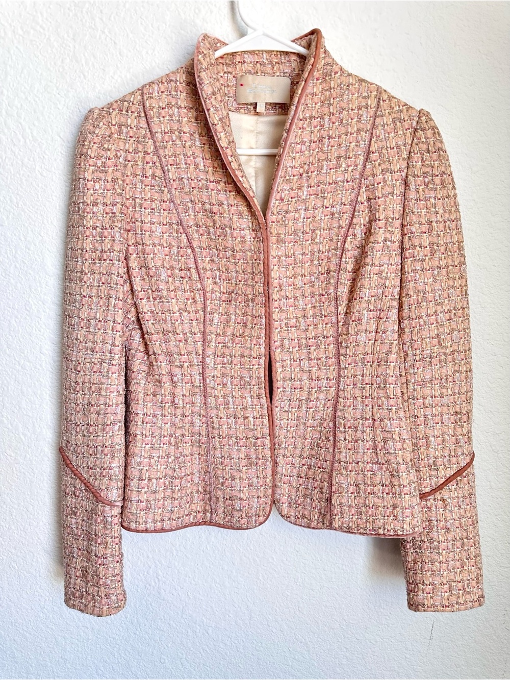 Luisa Beccaria Peach Tweed Cotton Blazer‎ Jacket IT 42 US size 6